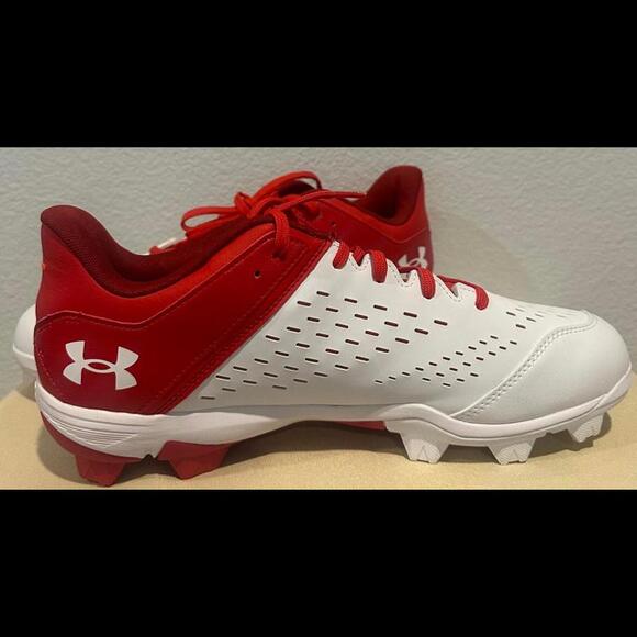 Under Armour Leadoff Low RM Red and White Baseball Cleats Men's Size 11 - Picture 2 of 6